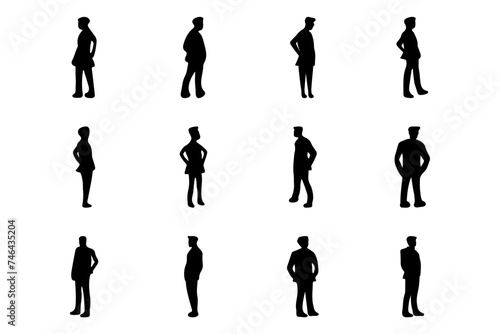 Silhouette of standing man icon set