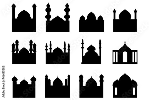 Mosque icon set. Islamic religion flat design