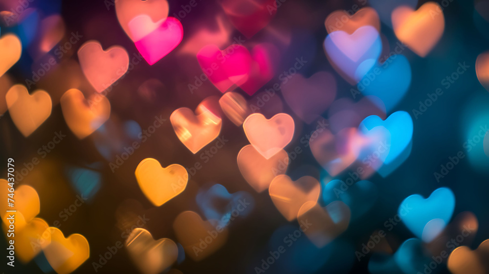 Happy valentines day shiny colorful hearts bokeh background Happy valentines day shiny colorful hearts bokeh background