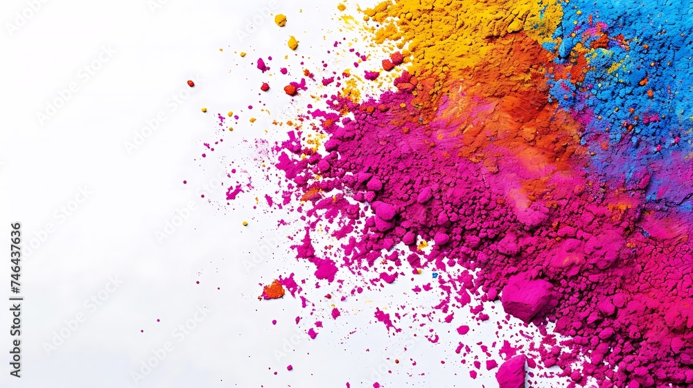 Fototapeta premium Colorful Holi powder on white background