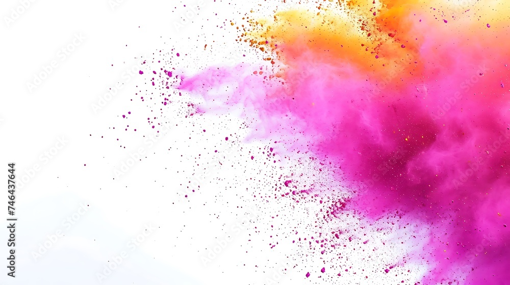 Colorful Holi powder on white background