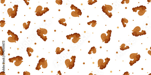 Caramel Cockerel seamless pattern on white background. Retro Candy ornament. Vector illustration can used textile wallpaper fabric print. EPS 10 