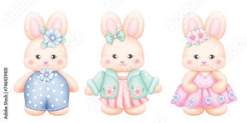 Cute Watercolor Easter Bunny Clipart for Spring Celebrations