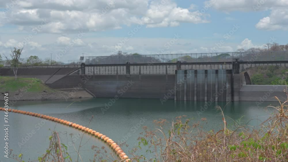 Static shot of Madden Dam at Lake Alajuela during a drought period, Panama Static shot of Madden Dam at Lake Alajuela during a drought period, Panama