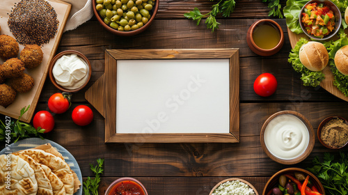 Falafel background with white board in the middle