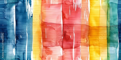 Watercolor brushstrokes form vibrant striped pattern on textured fabric seamless backdrop. Concept Watercolor  Brushstrokes  Vibrant  Striped Pattern  Fabric Seamless Backdrop