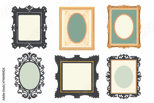 Set of Decorative vintage frames and borders. Vector design.