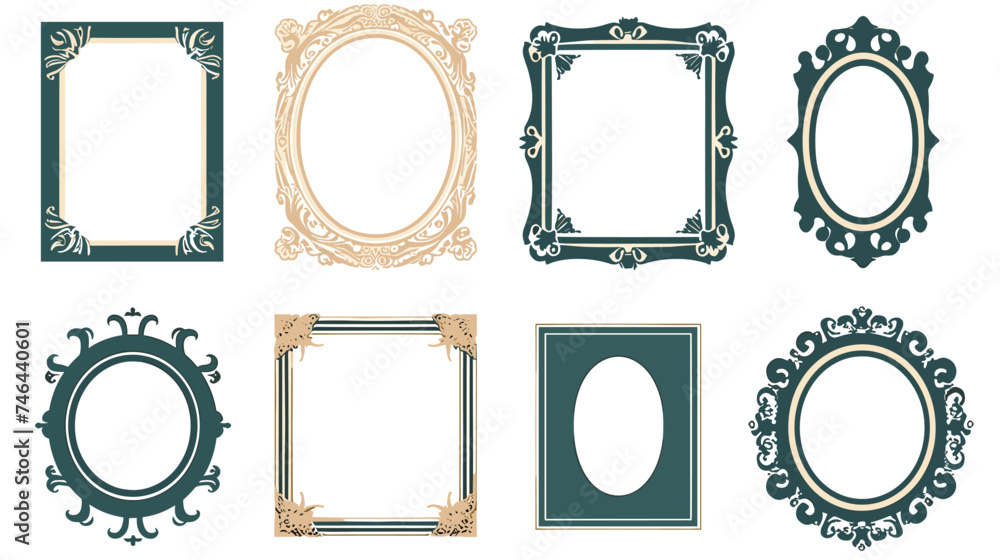 Set of Decorative vintage frames and borders. Vector design. - obrazy, fototapety, plakaty 