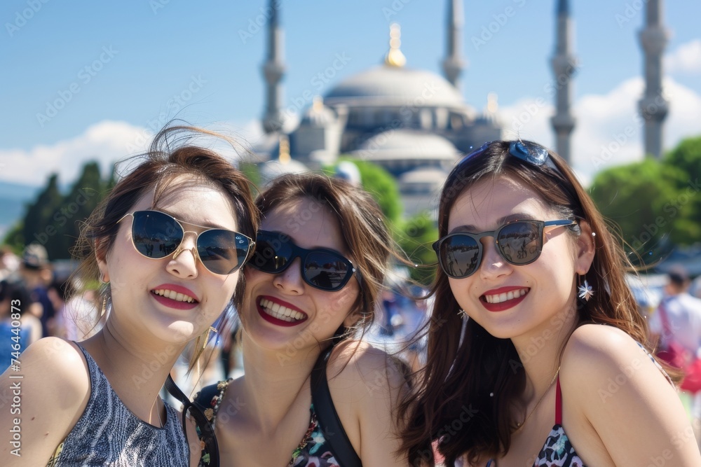 友達と海外旅行に行く3人の日本人女性(カラフル・映え・SNS・旅行・女子旅) 友達と海外旅行に行く3人の日本人女性(カラフル・映え・SNS・旅行・女子旅)