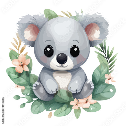 Cute Illustrated Koala Clipart  isolated on white background