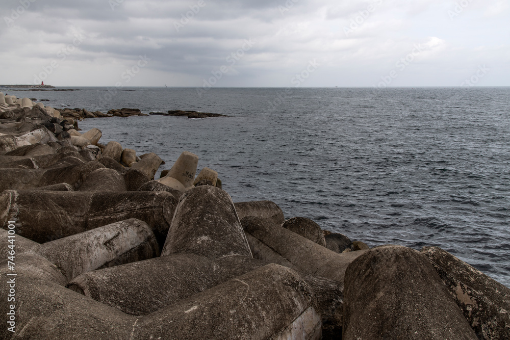 seascape at the harbor on a cloudy day