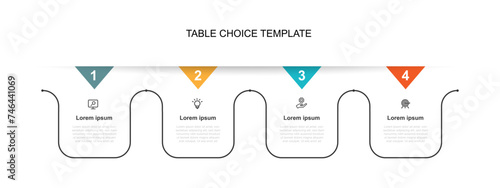 Timeline process template infographic vector element with 4 step line connected suitable for web presentation and business information
