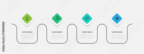 4 step line infographic template vector element with icons suitable for web presentation and business information