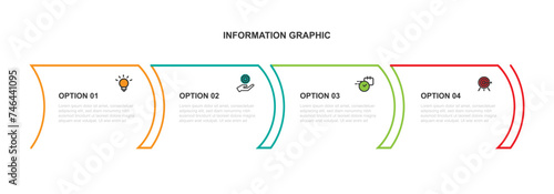 4 step line connected for infographic template