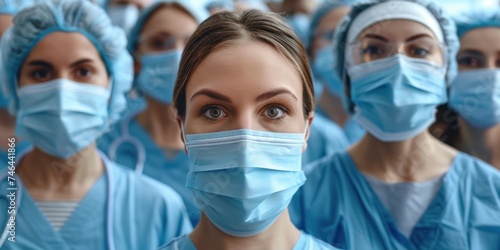 Group of female doctor wearing mask 