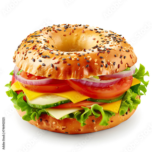 Bagel sandwich isolated on white background