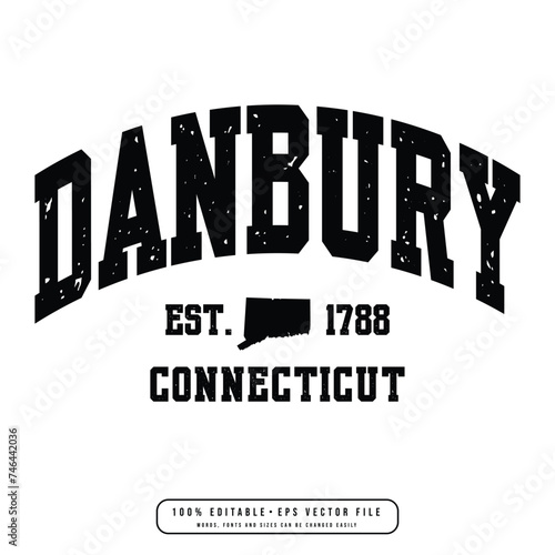 Danbury text effect vector. Editable college t-shirt design printable text effect vector photo