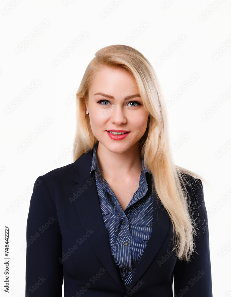 closeup photo portrait of beautiful young blonde american company office worker business woman smiling and looking straight. used for a ad. isolated on white background. square format. closeup photo portrait of beautiful young blonde american company office worker business woman smiling and looking straight. used for a ad. isolated on white background. square format.