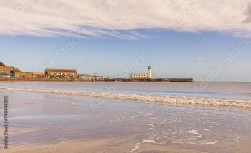 Scarborough beach and lighthouse.