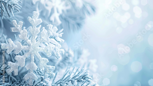 Blurred winter background with snowflakes. Copy space © Anas