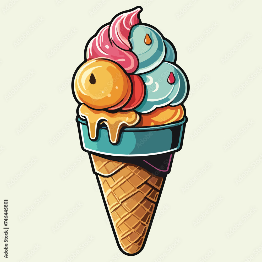 vector of ice cream with vintage style