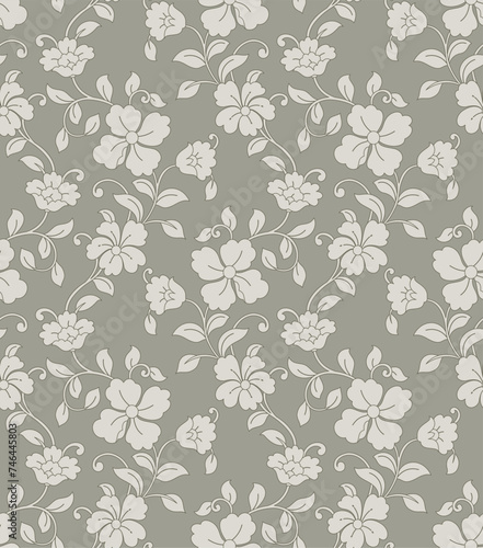 Seamless simple vector floral pattern design