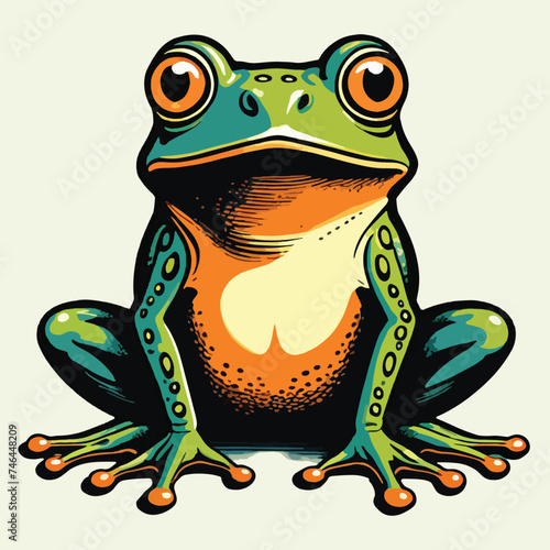 vector of frog with vintage style