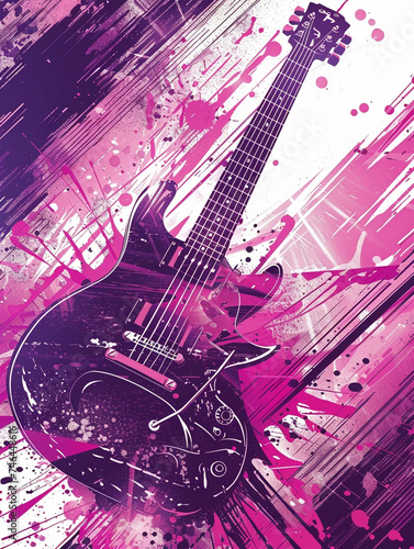 Magische Kl  nge  Illustration mit Gitarre f  r Flyer- und Plakatdesigns