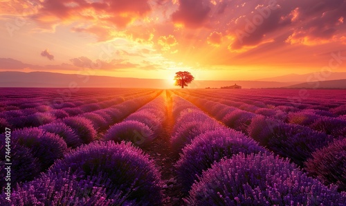 A field of lavender at dusk  a beautiful blend of visual appeal and emotional impact