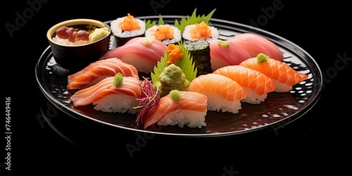 A plate of freshly prepared a sushi set