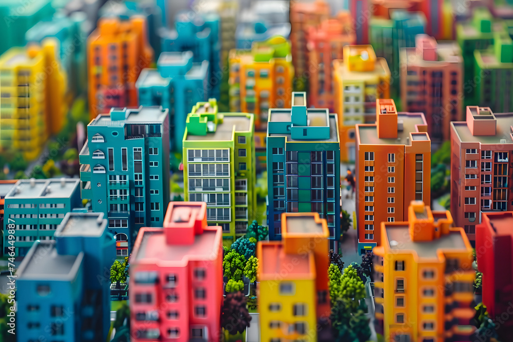 Obraz premium Vivid Cityscape: Exploring the Beauty of Brightly Colored Architecture