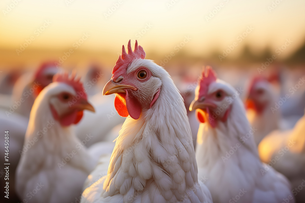 Farm chickens. Poultry farming.