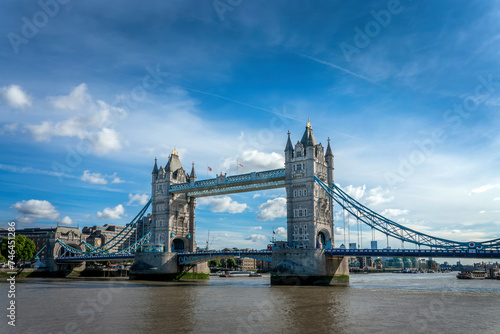 The Tower Bridge and the river Thames on a sunny day in London, UK