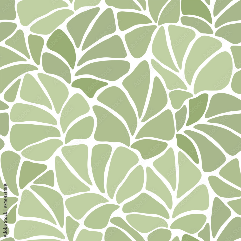 Seamless abstract botanical art background with  leaves. Natural hand drawnd green and  white leaves pattern, monochrome.Vector floral  pattern