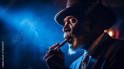 Essence of blues with harmonica-playing singer