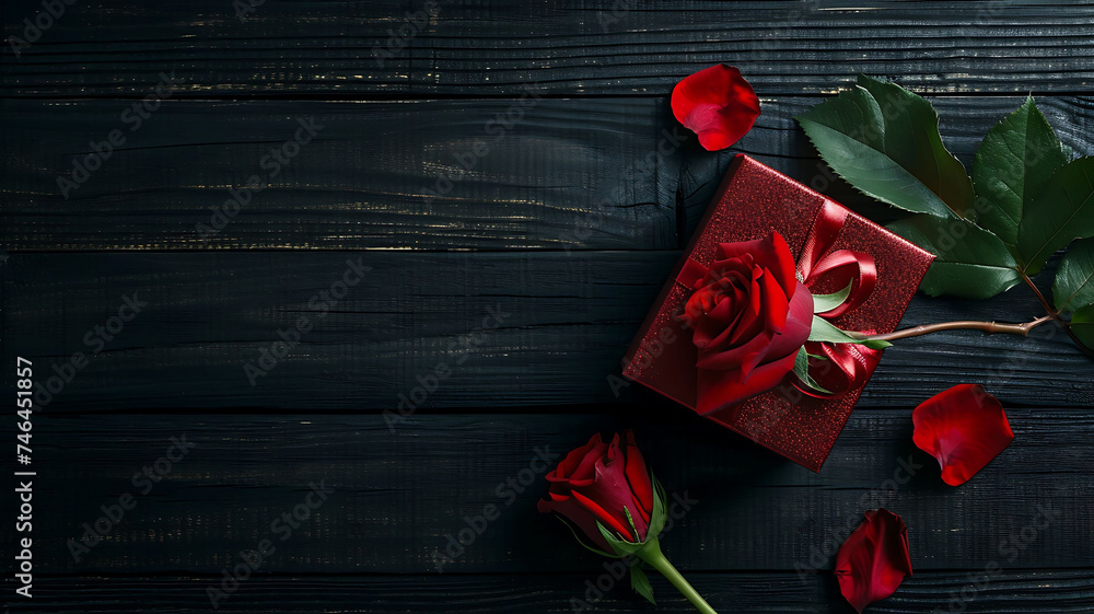 Valentine's day greeting card with rose flowers.