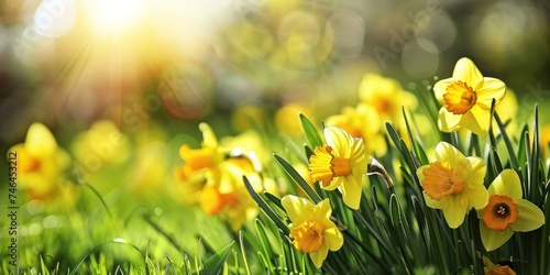 Yellow flowers with blur copy space background 