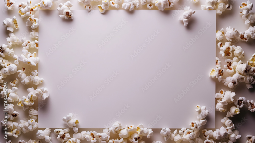 Popcorn background with white board in the middle Popcorn background with white board in the middle