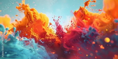 Colorful ink splash, colorful watercolor liquid splash, splash