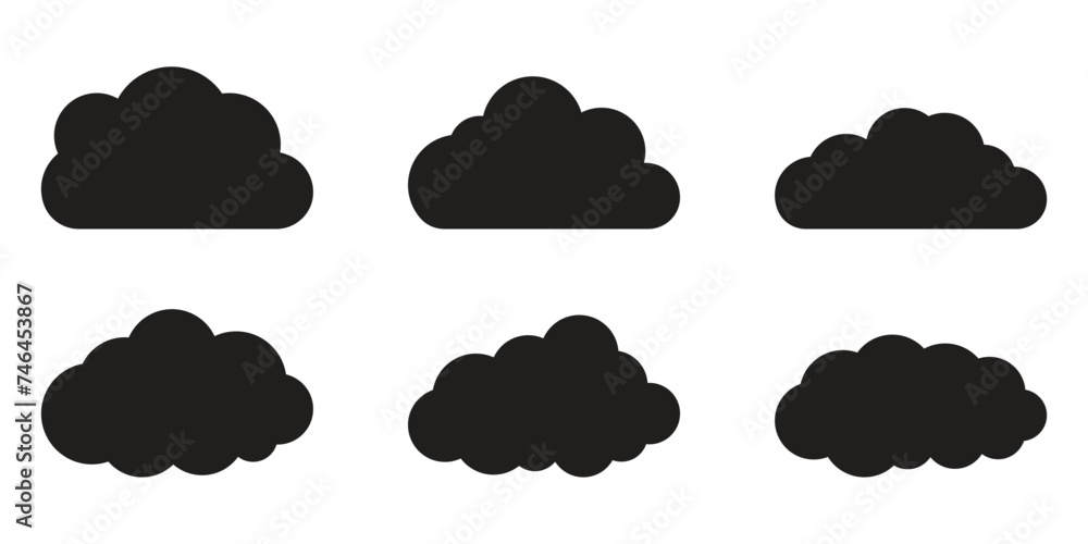 cloud icon set. vector symbol on transparent background. - obrazy, fototapety, plakaty 