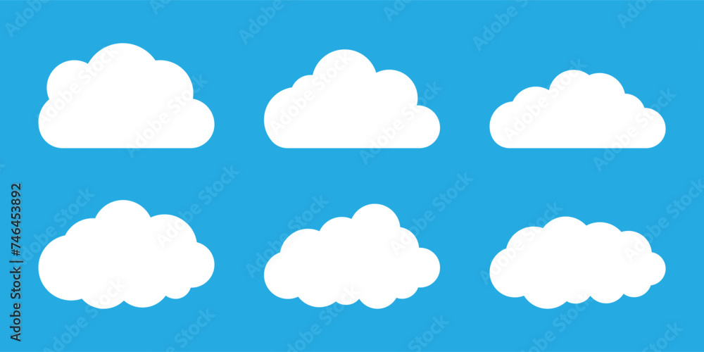 cloud icon set. white cloud vector symbol collection.