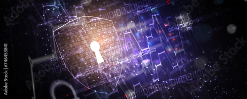 Cyber security and information or network protection. Future cyber technology web services for business and internet project
