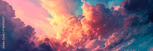 watercolor sky,dreamy background with watercolor sky in soft pastel colors. Generative AI