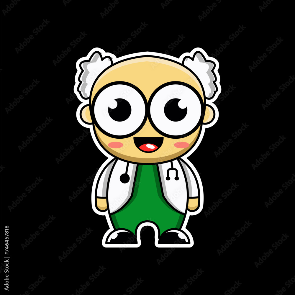 cute vector design illustration old doctor man cute vector design illustration old doctor man