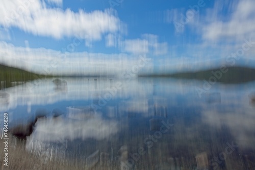 Intentional camera movement (ICM) of lake Kilpisjärvi in autumn, Enontekiö, Lapland, Finland.