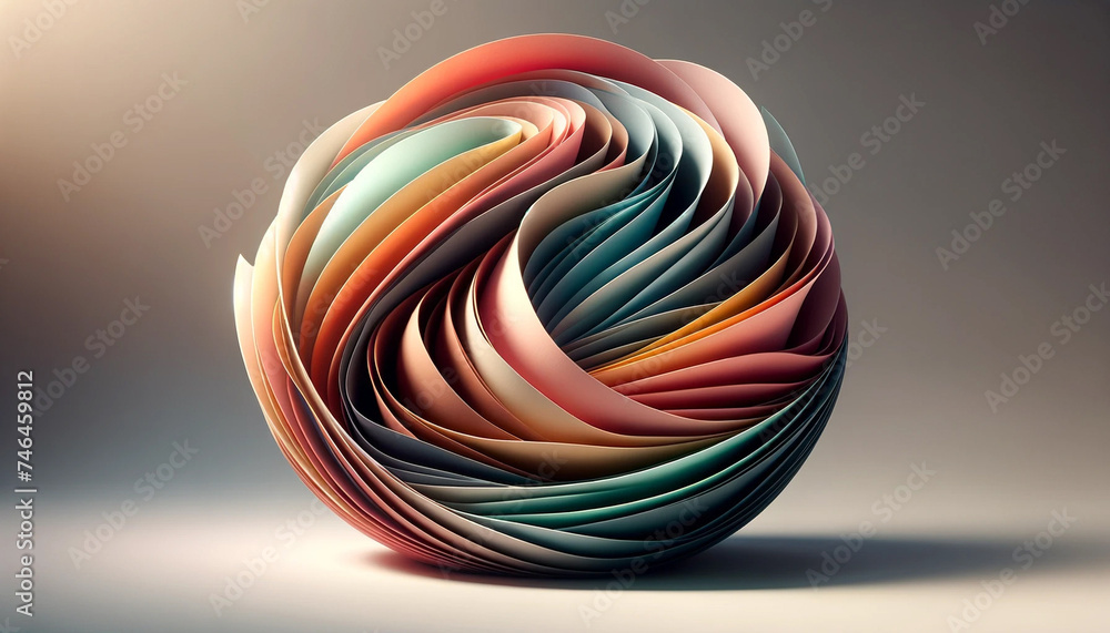 Colorful intertwined loops forming a spherical shape with a 3D effect.