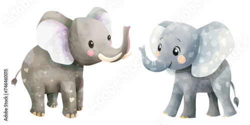 cute elephant watercolour vector illustration © Finkha