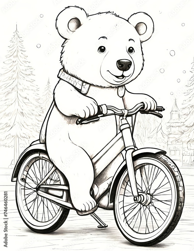 Bear's Bike Ride: A Colorful Journey Coloring Page