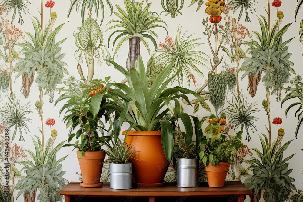 Desert Plant Botanical Print Wallpaper: Southwestern Decor Inspiration