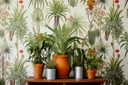 Desert Plant Botanical Print Wallpaper  Southwestern Decor Inspiration